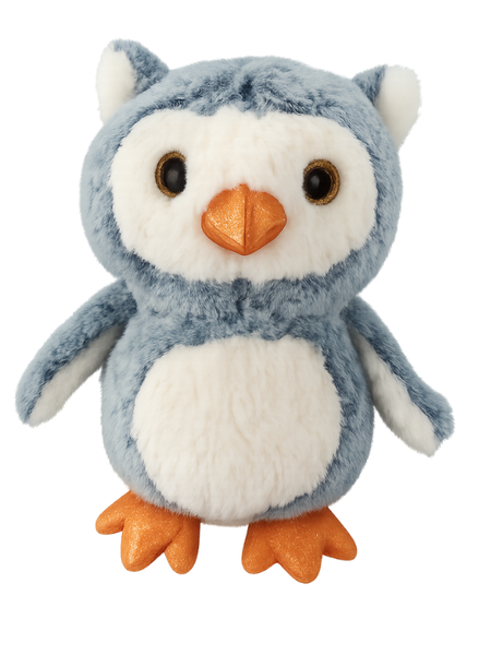 Owl Soft Toy - Super Soft &amp; Cuddly - Brown &amp; Blue - L25cm - Room Decor