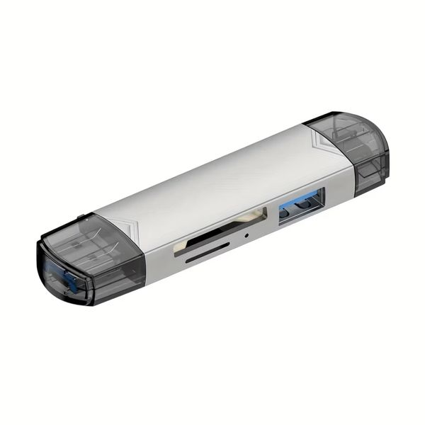 Blue Carbon 6-in-1 SD Card Reader USB Type C Micro Memory Card Reader