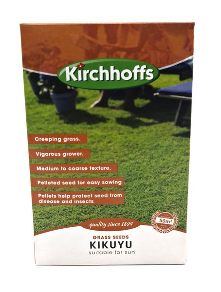 Kirchhoff's Kikuyu Grass Lawn Seeds - 500g for 50sqm