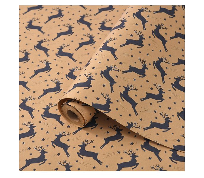 10 Meter Elk Festive Christmas Kraft Wrapping Paper Roll
