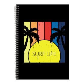 Bright Yellow A4 Notebook Spiral Lined Surfing Graphic Notepad Present ...