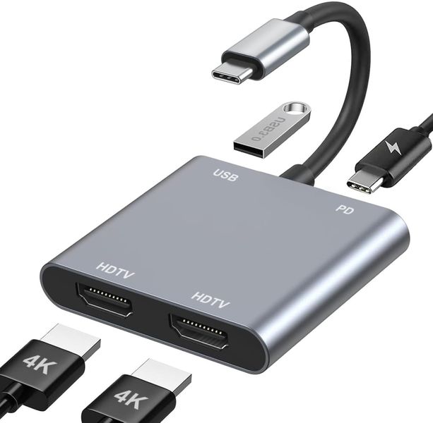 USB C to Dual HDMI Adapter 4K@60Hz Type C to 2 HD Splitter Extended Display