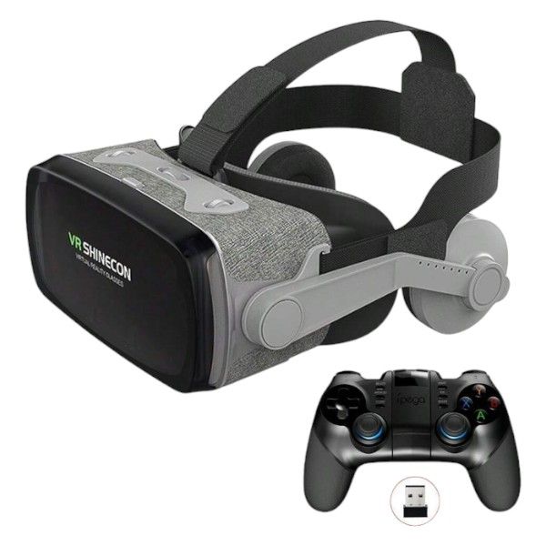 SHINECON - Virtual Reality Headset With Noise Cancelling Headphones - Grey