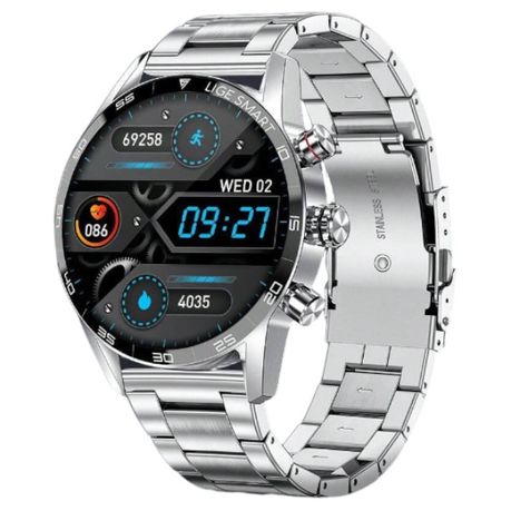 LIGE - IP67 Water Resistant Smartwatch With Health Monitoring - Silver Image