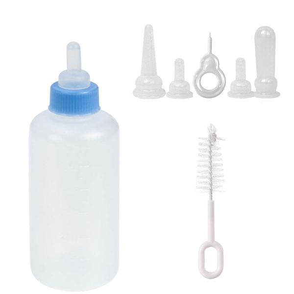 60ml Pet Feeder Bottle Set Puppy 7 Piece Nipples Brush Set with Hole Opener