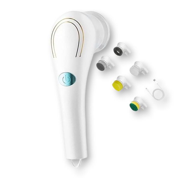 Multipurpose Set Cleaning Brush with 5 Heads- Electric Scrub Brush