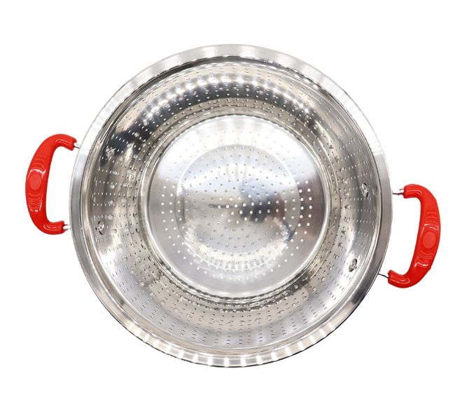 Stainless Steel Colander/Strainer With Green Plastic Handles