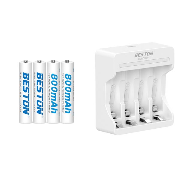 Beston 4X 800mAh AAA Rechargeable NMiH Batteries with Charger