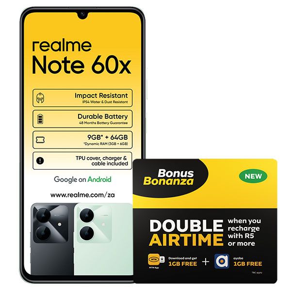 Realme Note 60X 64GB LTE Dual Sim - Green + MTN SIM KIT & LTE Device Promotion