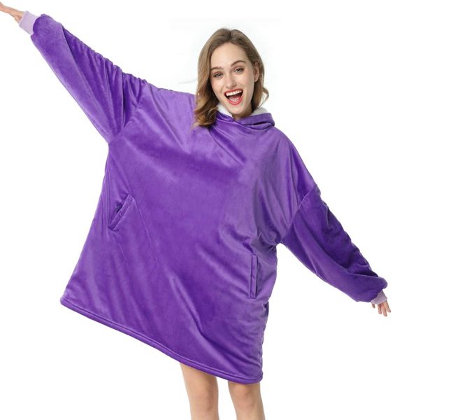 Hoodie Ultra Plush Blanket, One Size - Purple