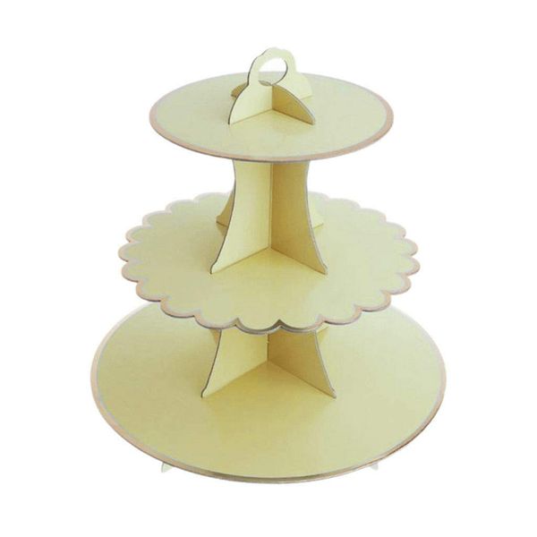 3 Tier Cupcake Stand - Yellow &amp; Gold- Reusable