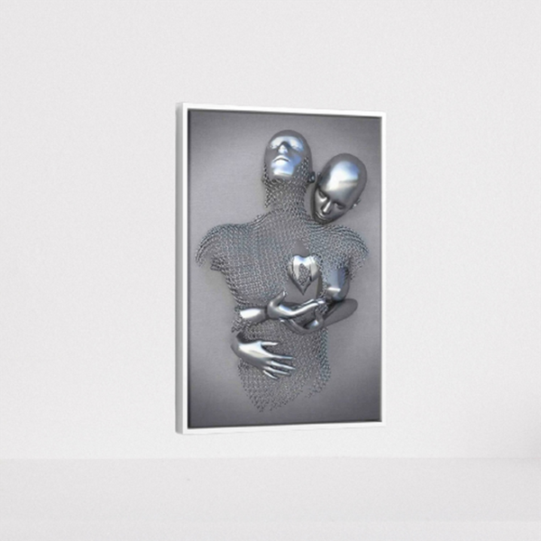 White, Grey Cotton Canvas cm Love Wall Art
