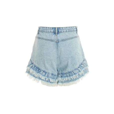 Denim hot sale frill shorts