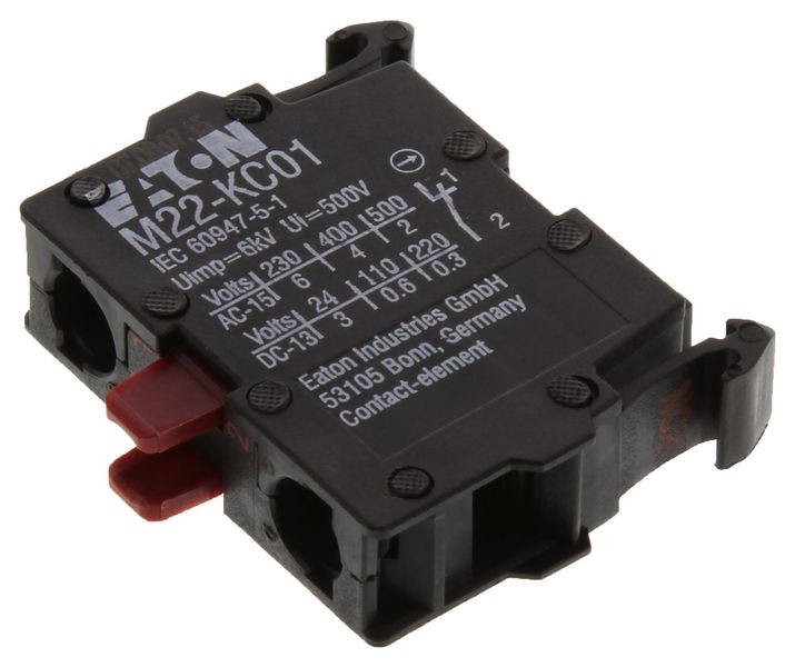 Eaton (M22-KC01) Contact Block, Rear, 1NC, 6 A, 500 V, 1 Pole