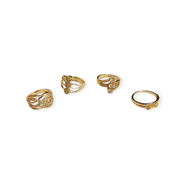 Elegant Gold Plated Women's Ring Set 4 Piece