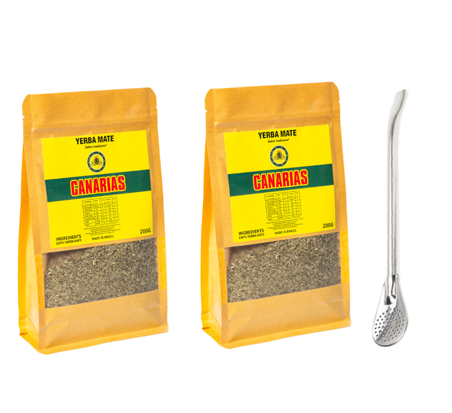 Canarias - Yerba Mate Tea with free Bombilla -400G twin pack