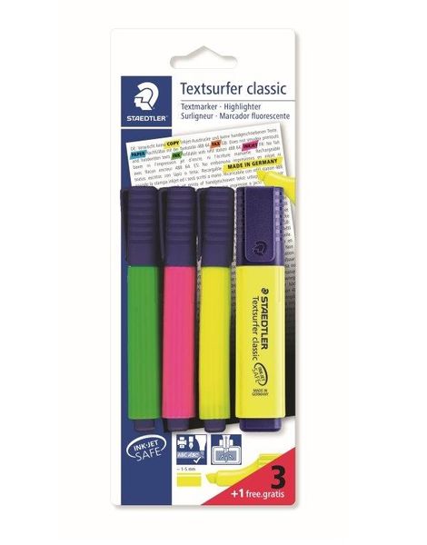 Staedtler Highlighters Assorted Wallet Of 3+1