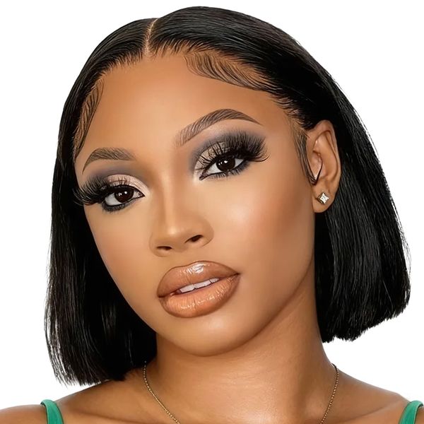 Glueless 8inch Straight Bob Wig -13X4 HDLace 100% Human Hair Golden Perfect