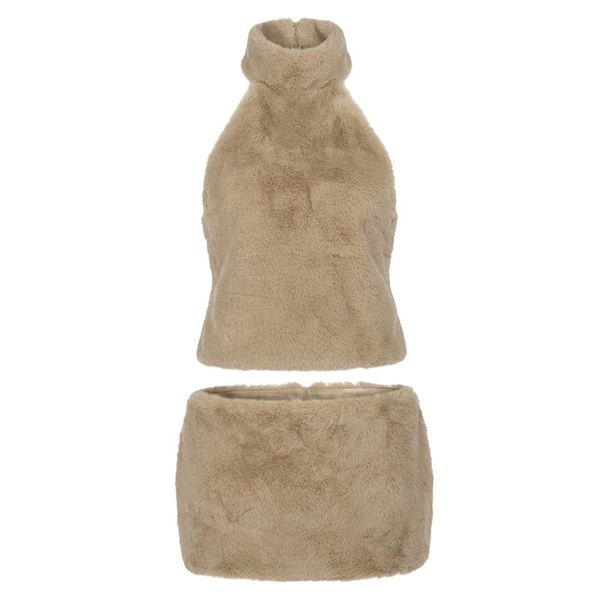 Sleeveless Backless Top, Hip Hugging Short Skirt Two-Piece Set