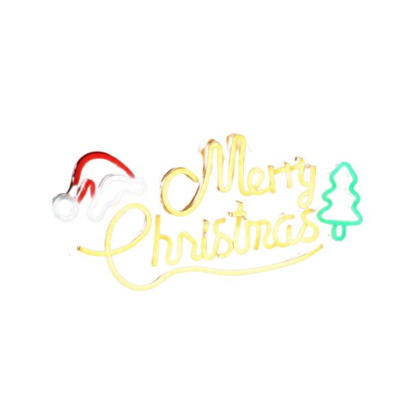 Mapple Supplies Merry Christmas Neon Signs with Tree and Santa Hat