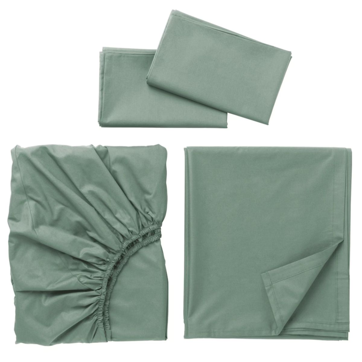 Lush Living - Fitted Sheet - Flat Sheet - 2 Pillow Cases - Green