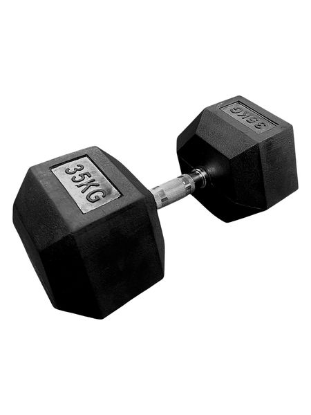 i-Fitness Single 35kg Rubber Hexagon Dumbbell