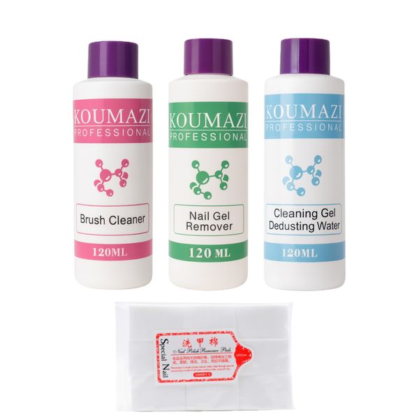 KOUMAZI Professional Nail Care Liquid Set - Cleaning &amp; Remover &amp; Wipes