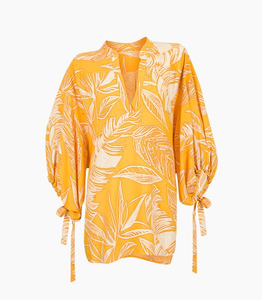 Tropical Leaf 100% Viscose Resort Tunic Top