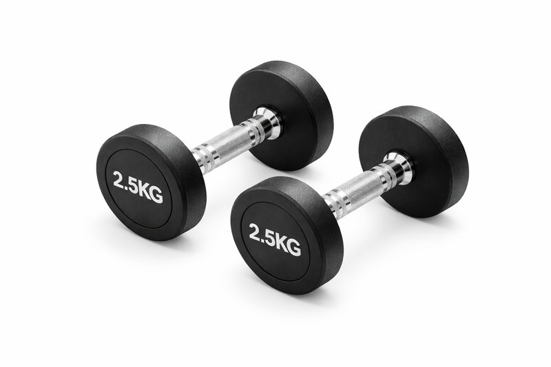 Premium 2.5kg Rubber Coated Round Dumbbells - Pair
