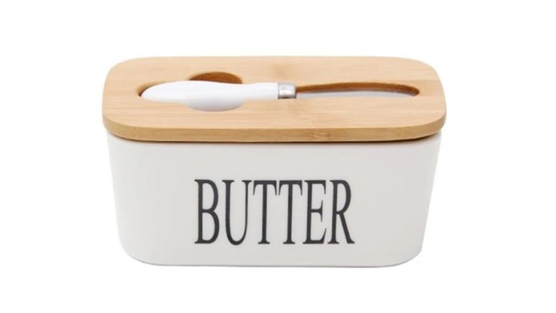 Ceramic Sealed Butter Jar With Knife