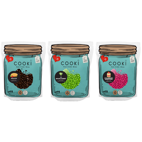 Cooki (Apple, Mojito Sorbet, Strawberry) Hot Film Wax 3 Pc Home use hot wax