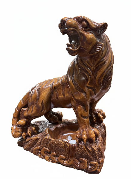 Royal Style Wooden Lion Decoration Piece with Bottle Holder