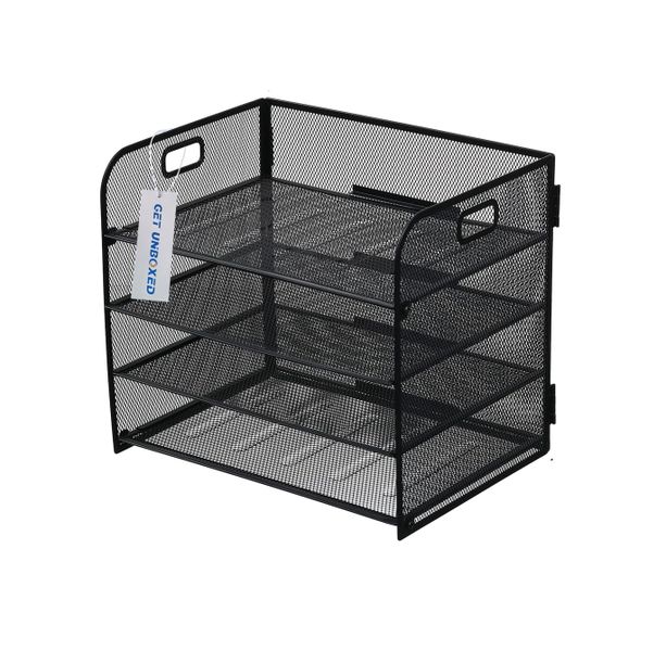 GET UNBOXED 4-Tier Desk Organizer Tray Metal Mesh Paper File Organizer