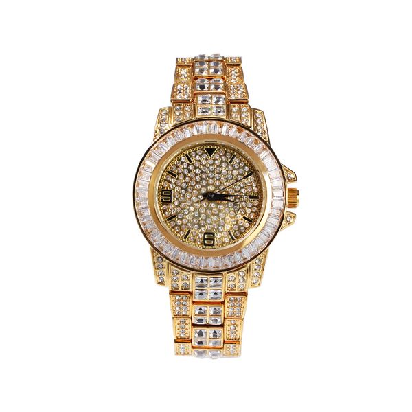 Large Round Watch With Step-Cut Diamonds