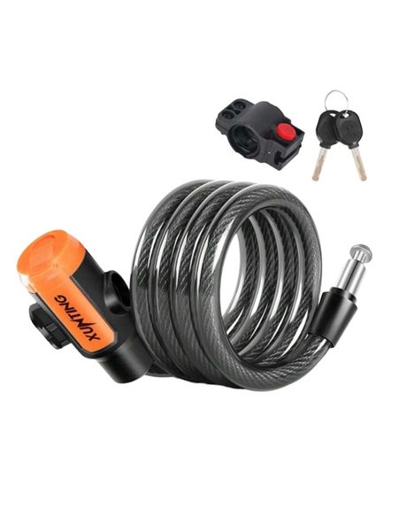Xunting - Bike Lock Coiled Secure Keys Bike Cable Lock With Mounting