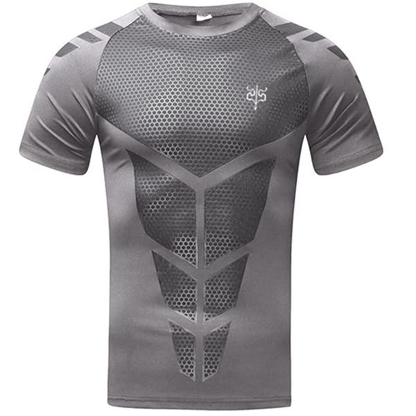 Compression T-Shirt For Men - APEY Gym Shirts Quick Dry Activewear - Grey