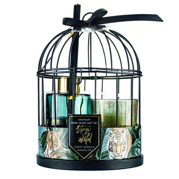 Basilic Lavender Home Decorative Scented Candle &amp; Diffuser Cage Gift Set