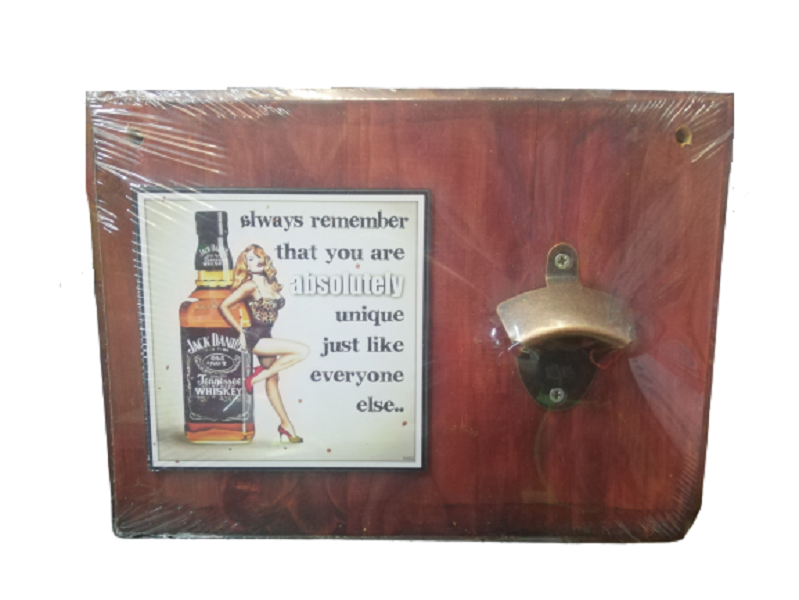 Jack Daniels Wooden Plaque Bottle Opener