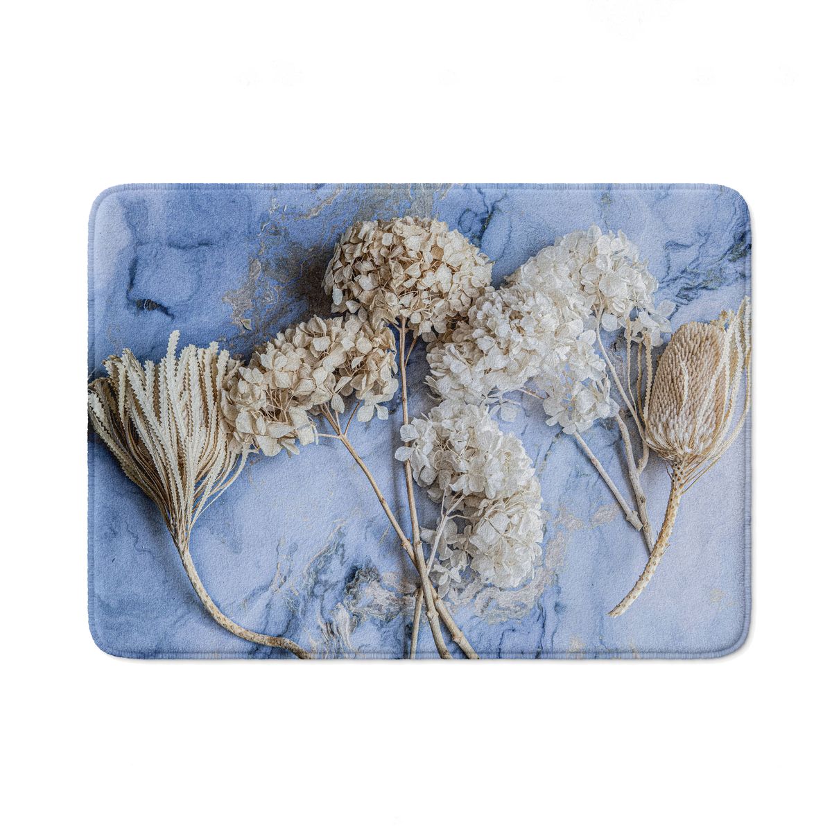 Cape Art Memory Foam Bathmat Floral Cream Bleached Hydrangeas on