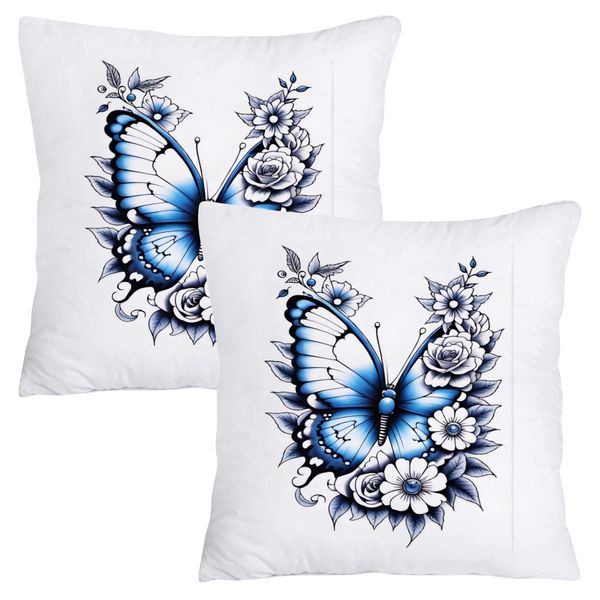 Scatter Cushion Cover Set - 50cmx50cm - Butterfly Flower