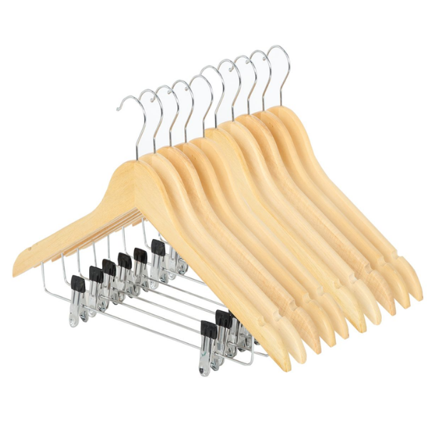 Anchor Wooden Clothes Hangers 10 Pack Non-Slip Bar with 360 Swivel Hook
