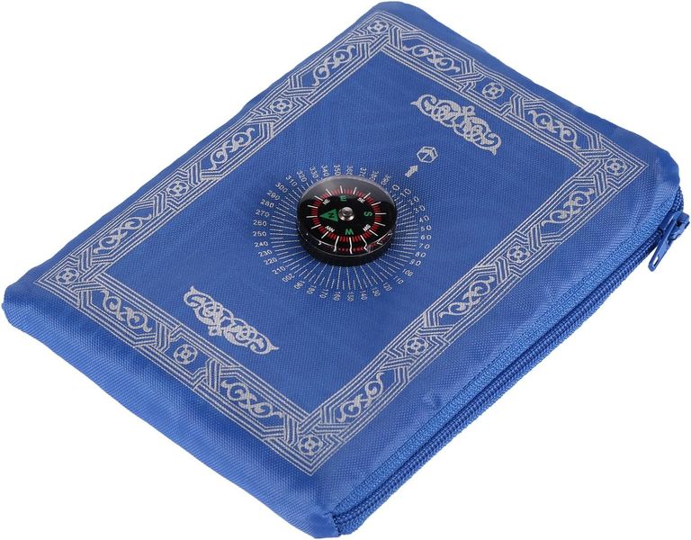 Pocket Prayer Mat in Zipped Case with Qibla Compass Attached