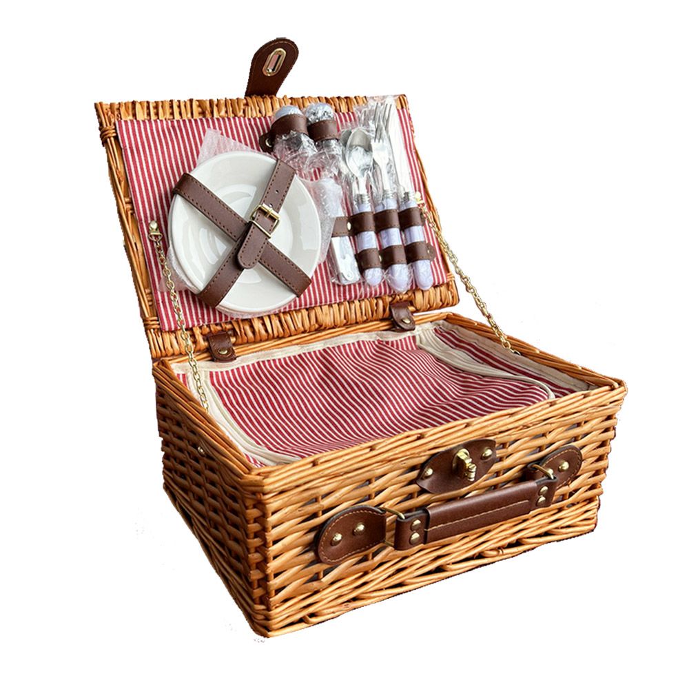 Picnic Basket with Cooler Bag for 2People Red Lines Design Shop