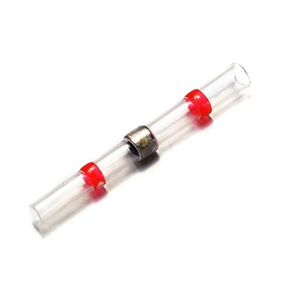 Red Heat Shrink Solder Sleeve Crimpless Butt Connectors 18-22 AWG - Single