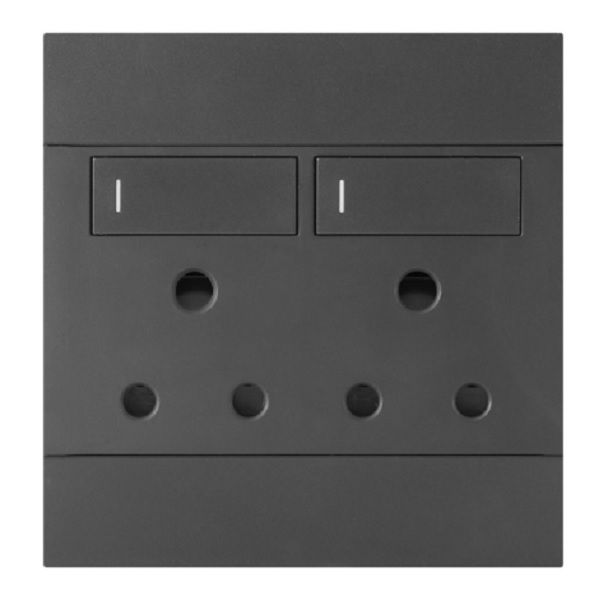 Veti Double 3 Pin Socket 16A RSA 4x4 - Charcoal