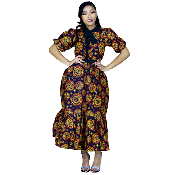 Africa Fashion House - Anna-Mo Roundie Brownie Dress