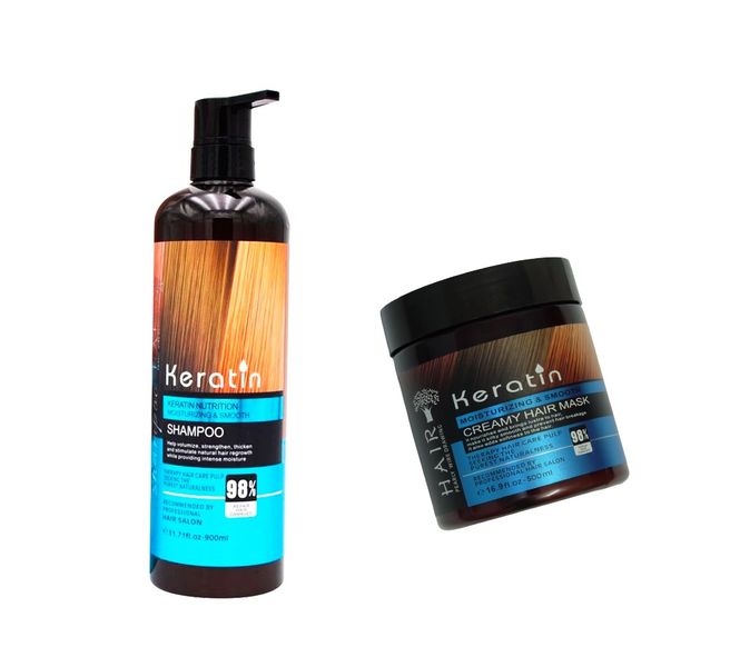 Keratin Shampoo - 900 ml &amp; Keratin Creamy Hair Mask - 500ml