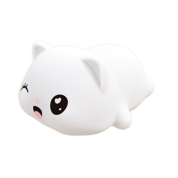 Cozy Cat Silicone LED Night Light 30-Min Auto Off,3 Warm Lights,Tap Control