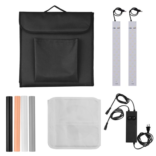 Andoer 16inch LED Light Box with 4 Backdrops US Plug Product Photography