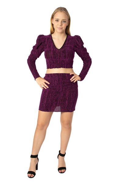 Women Slim Fit Purple Two Piece Set